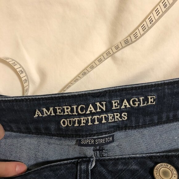 American Eagle Navy Dark Wash Jeans Skinny Stretch Size 8 - Picture 2 of 8